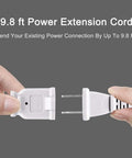 Hands connecting a Ten Foot Two Prong Indoor Extension Cord White 18 Gauge Two Conductor ETL Listed Waterproof Plug