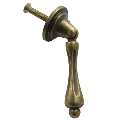 Antique Brass Door Handle Set 2.44 By 0.94 Inches Ten Pack With Tear-Drop Knobs Solid Zinc Construction Vintage Bronze Finish