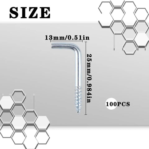 Badass Metal Right Angle Screws L Shaped Zinc Plated Self Tapping Hardware 100 Pack, 13mm x 25mm size.
