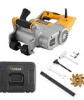 Pro Grade 1100W Electric Wall Groove Cutting Machine Beast with accessories, case, and tools for precision masonry work.
