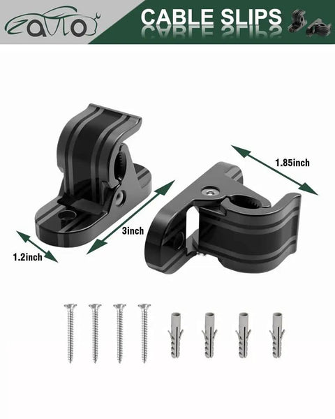 Slick Heavy Duty Wall Mount EV Charger Holder For Portable Type 1 Plug In Cables rugged polymer clamp with screws included, deep matte black.