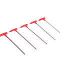 Thinking Process: 5-piece T-handle hex wrench set, red handles, S2 alloy steel, assorted sizes for bolts and screws