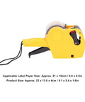Side view of a yellow 8 Digit Price Tag Gun Manual Labeling Machine With Cartridge Portable Price Marking Tool for office use.