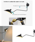 Mid-Century Black Wall Lamp With Industrial Swing Arm Dope Adjustable Wall Mount Lighting for Kitchen and Living Room