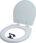 Replacement Toilet Seat And Lid Set For Marine And RV Toilets Compact Size Fits 29090 29120 37010 37045 3724 Series Includes Hinges