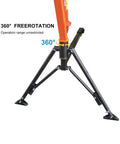 Beefy Heavy Duty Receiver Hitch Mounted Hydraulic Swivel Crane for Trucks with Telescoping Boom and 1500 lb Lift Capacity showing its 360-degree rotation feature, close-up view of base support structure.