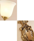 Top Tier Copper Wall Sconce Featuring A White Frosted Glass Shade And Easy E27 Bulb Fit Rust Resistant Iron Frame Perfect For Bedroom Nightstand Office Space Clean Look That Really Slaps close-up of frosted glass shade and ornate iron frame
