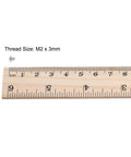 Heavy Duty M2x3mm Phillips Machine Screws Slick Nickel Plated Carbon Steel Fasteners With 3.8mm Heads, shown with ruler for size reference.