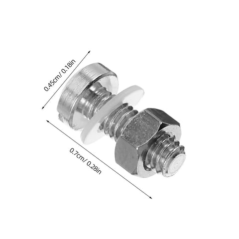 Pair M Two Point Five By Zero Point Four Five By Seven Pro Grade Miniature Screws for Turntable Repair Kit, silver, side view