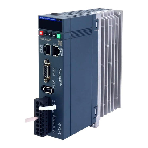 AC Servo Motor Kit With EtherCAT A6 Series 400W Servo Driver, front view showing connection ports and cooling fins, plug and play ready