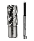 Two metal cutting tools: Oscarbide 13/16 in annular cutter and 3/4 in Weldon shank magnetic drill bit
