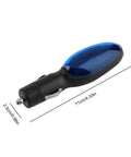 Gas Saver Plug In For Cars Trucks And Diesel Vehicles That Lets You Go Further And Save More Fuel Instantly With No Tool Setup In The Cigarette Lighter, Boosts Engine Power And Throttle Response With Every Ride, black and blue plug with dimensions 11cm x 2.5cm