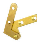 Hidden Brass Gold L Shaped Pivot Hinge 2 Pack For Cabinets And Doors Concealed pivot hinge in brass material with hole detail visible