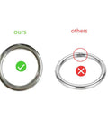 Comparison between seamless Stainless Steel O Rings 5 Pack Heavy Duty Seamless Welded Closed 1.6 Inch and non-seamless ring