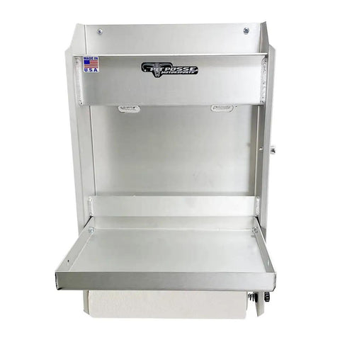 Made in USA Aluminum Work Station Organizer For Garages And Trailers, Compact Flip Out Tray Ten By Twelve Inch