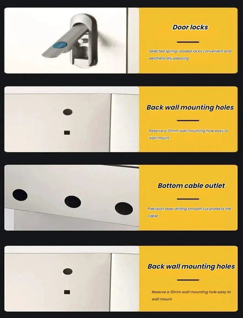 Waterproof Electrical Enclosure 304 Stainless Steel Junction Box Weatherproof Outdoor Cabinet For Industrial And Marine Use Built To Last 1.2mm Thick 60 By 80 By 20 Cm Rugged Ready For Tough Environments, door locks and cable outlet close-up