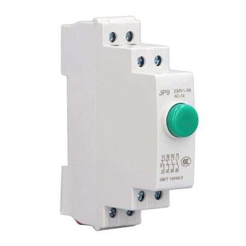 Heavy Duty DIN Rail Mount Push Button Switch 230V AC 2NO 2NC Industrial Start Button in white housing with green button