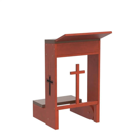 Solid Wood Prayer Kneeler Bench With Folding Table Top For Home Or Church Padded Kneeler Shelf And Compact Design Space Saving Kneeling Table Chair For Prayer And Meditation Ideal Religious Gift side view