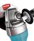 Close-up of Cordless 40V Max Angle Grinder Powerhouse with blade, showcasing its robust design and sturdy grip.