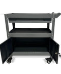 Front view of Steel Rolling Tool Cart With Lockable Cabinet And Drawer, Pro Grade Heavy Duty Utility Cart On Wheels For Garage Auto Shop