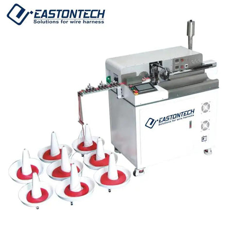 Bullet Proof Fully Automatic Eight Head Wire Tinning Machine For Cable Plants Quick Cutting Stripping Twisting Tool with 8 feeder cones.