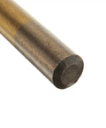Close-up of Professional 115 Piece Titanium Coated Drill Bit Set Round Shank showing the end of a titanium-coated drill bit.