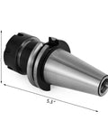 Heavy-Duty 5 Piece Er32 Collet Set For Cat40 Cnc Milling Chuck; metal adapter measuring 5.3 inches, 2.4 inches diameter, precision ground.