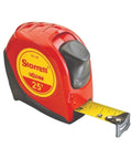 Retractable Imperial Pocket Tape Measure With Nylon Coating Self Adjusting End Hook Steel Belt Clip One Inch Wide Twenty Five Feet Long Built Tough For Quick Measurements On Job Sites