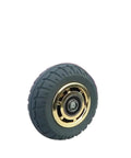 Close-up of 8 Inch Heavy Duty Silent Rubber Caster Wheels With Smooth As Butter Glide And Flat Mount Plate For Utility Carts and Shop Gear.