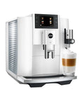 Sweet Renewed Automatic Coffee And Espresso Machine In Piano White delivers a killer 17 drink menu with integrated milk frother.