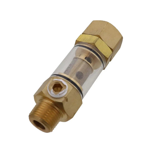 Pressure Washer Inlet Sediment Filter For Three Quarter Inch Garden Hose To One Half Inch MNPT Outlet Brass With Clear Cover