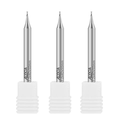 0.6mm Micro Carbide Flat End Mill 2 Flutes Uncoated Micro Grain CNC Milling Cutter For Aluminum, three tools in image