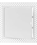 Built Tough 7x7 Galvanized Steel Drywall Access Panel With Fully Removable Door And Paintable White Finish For Plumbing And Utility Covers Quick No Fuss Install, close-up view.