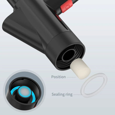 High Pressure Toilet Plunger For Clogs With Real Time Barometer And Stainless Steel Drain Blaster nozzle and sealing ring.