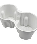 Slick Drop In Premium Soft Silicone Cup Holder Insert For Tesla Model 3 Highland 2024 And Up, white dual cup insert with grip.