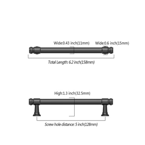 10 Pack 5 Inch Matte Black Cabinet Pulls Featuring Ultra Chic Rust Resistant Zinc Alloy Build For A Certified Top Shelf Kitchen Reno Upgrade That Drops Major Style On Every Drawer And Cupboard Space, detailed dimensions.