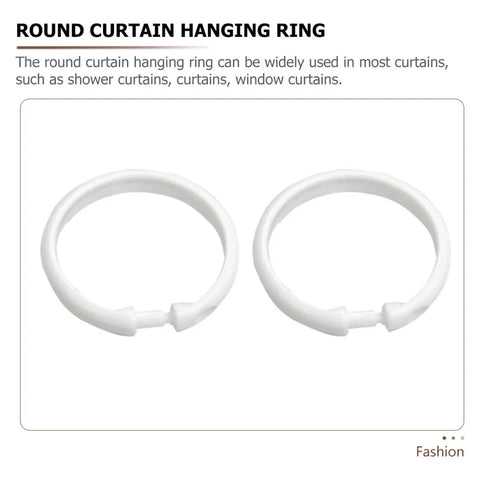 36 Pack Large Plastic Curtain Rings For Shower And Window Curtains With Smooth Glide Hooks in Classic White, Close-Up View