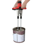 Beast 2800W Dual Paddle Electric Mortar Stirrer handheld mixing cement in can, showing aluminum head and galvanized paddles.