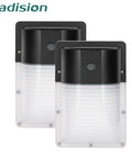 LED Mini Wall Pack With Dusk To Dawn Photocell, 13W 5000K 1430 lm Outdoor Security Light, IP65 Waterproof, black 2-pack