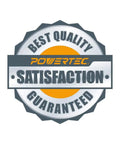 Powertec satisfaction guarantee badge with best quality seal and orange center, representing product assurance and trust.