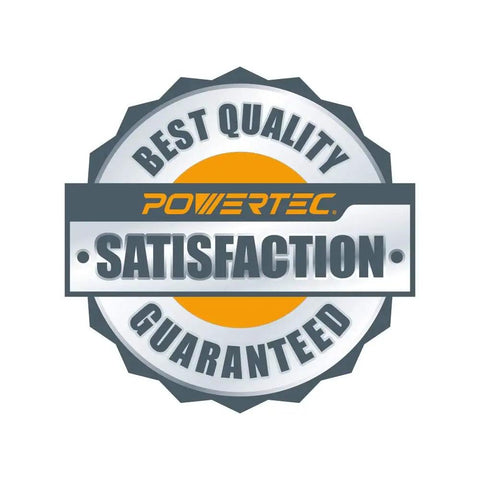 Powertec satisfaction guarantee badge with best quality seal and orange center, representing product assurance and trust.