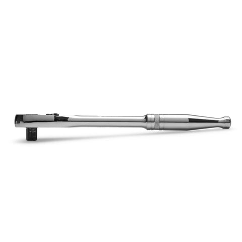Half Inch Drive Quick Release 72-Tooth Ratchet With Teardrop Head Full Polished Chrome Finish Five Degree Ratcheting Arc For Tight Spaces Fast Engagement Workhorse Tool To Tighten Or Loosen Large Fasteners Durable Pro Grade Build
