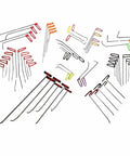 Paintless Dent Repair Rod Set 55 Piece Pro Tool Kit with various stainless steel rods for auto body work, door dings, hail damage.