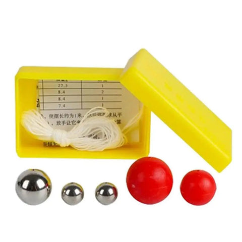 Pendulum Ball Physics Kit for DIY Experiments and Home School Fun with balls and strings inside yellow box