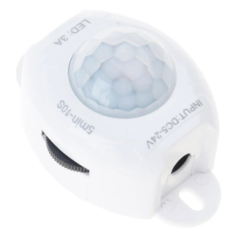 Low Voltage Motion Sensor Light Switch With Five To Twenty Four Volt Range And Adjustable Time Delay PIR Detector for cabinets.