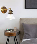 Straight Up Stunning Nordic Metal Wall Sconce With Adjustable Hand Blown Glass Shade And No Fuss Switch E27 One Light Wall Lamp for Bedroom