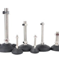Adjustable Furniture Leveling Feet 12 Pack Universal Swivel Screw Glides For Tables Desks Chairs with various heights and M8 M10 M12 threads.