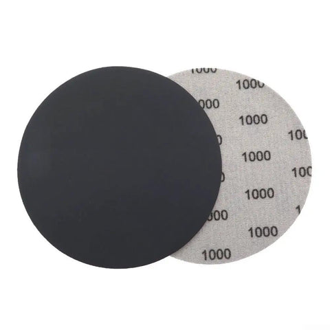 25 Pack Premium 5 Inch Hook Loop Sandpaper Discs Wet Dry Grit Levels 1000 To 5000 Silicone Carbide close-up of 1000 grit discs
