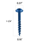 Pocket Hole Screws Size 8 1 1/4 Inch 300 Pieces No Nonsense Rust-Resistant Blue Coated Exterior Wood Screws Coarse Thread Washer Head