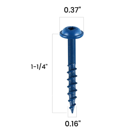 Pocket Hole Screws Size 8 1 1/4 Inch 300 Pieces No Nonsense Rust-Resistant Blue Coated Exterior Wood Screws Coarse Thread Washer Head